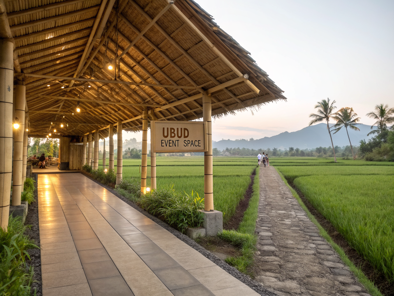 Organic bamboo architecture of the event hall in Ubud